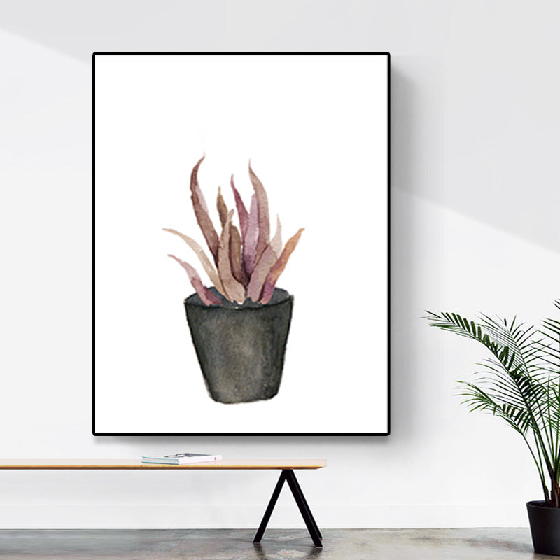 Pot Plant Wall Art Rustic Stylish Botanic Canvas Print in Green for Bedroom Clearhalo 'Art Gallery' 'Canvas Art' 'Country Art Gallery' 'French Country' 'Rustic' Arts' 1625312