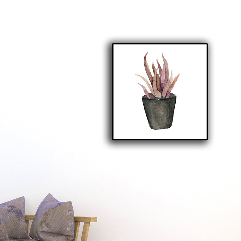 Pot Plant Wall Art Rustic Stylish Botanic Canvas Print in Green for Bedroom Clearhalo 'Art Gallery' 'Canvas Art' 'Country Art Gallery' 'French Country' 'Rustic' Arts' 1625313