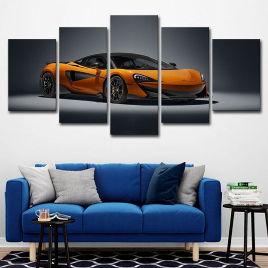 Orange Sports Car Wall Art Automobile Modern Multi-Piece Canvas Print for Bedroom Orange Clearhalo 'Art Gallery' 'Canvas Art' 'Contemporary Art Gallery' 'Modern' Arts' 1625318