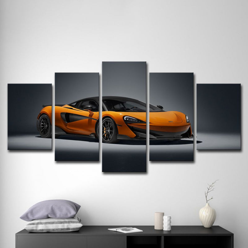 Orange Sports Car Wall Art Automobile Modern Multi-Piece Canvas Print for Bedroom Clearhalo 'Art Gallery' 'Canvas Art' 'Contemporary Art Gallery' 'Modern' Arts' 1625319