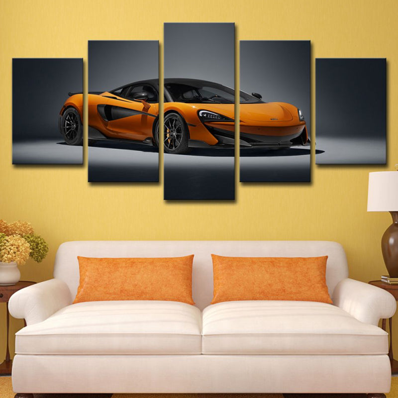 Orange Sports Car Wall Art Automobile Modern Multi-Piece Canvas Print for Bedroom Clearhalo 'Art Gallery' 'Canvas Art' 'Contemporary Art Gallery' 'Modern' Arts' 1625320