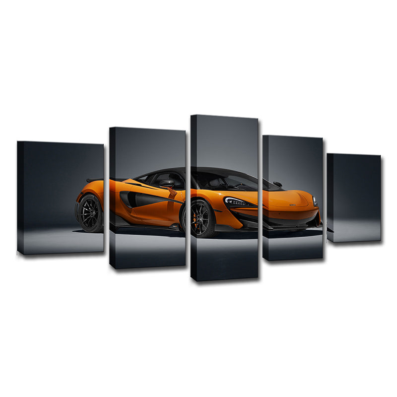 Orange Sports Car Wall Art Automobile Modern Multi-Piece Canvas Print for Bedroom Clearhalo 'Art Gallery' 'Canvas Art' 'Contemporary Art Gallery' 'Modern' Arts' 1625321