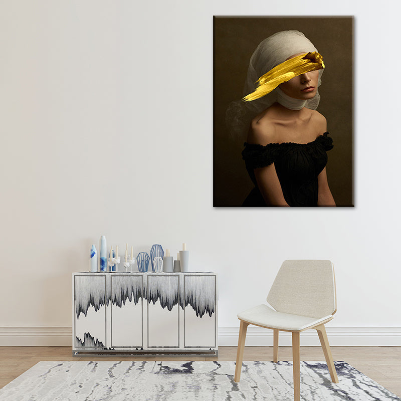 Mixed Media Glam Wall Art Decor with Woman Pattern in Dark Color for Dining Room Clearhalo 'Arts' 'Canvas Art' 1625347