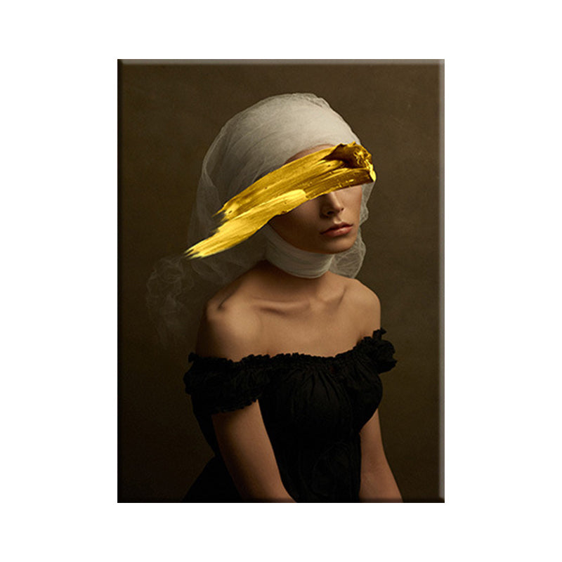 Mixed Media Glam Wall Art Decor with Woman Pattern in Dark Color for Dining Room Clearhalo 'Arts' 'Canvas Art' 1625349