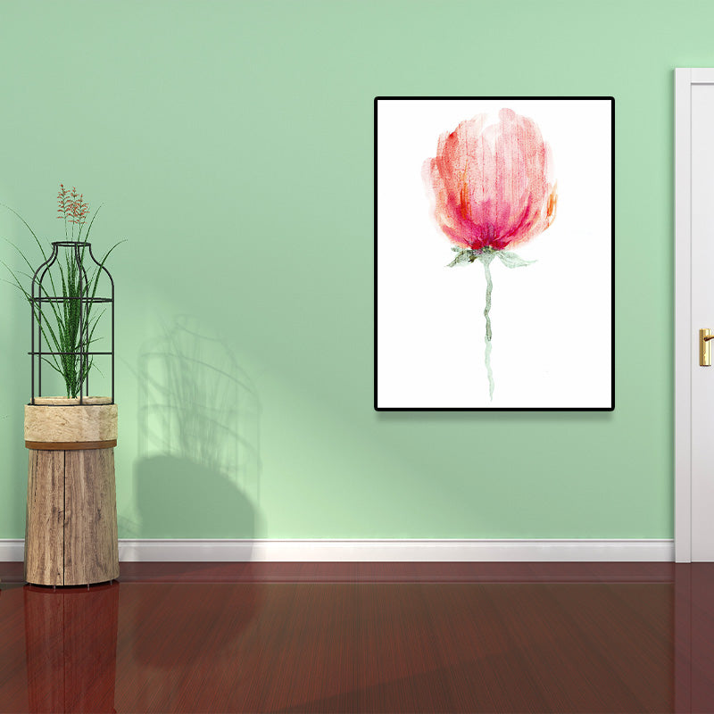 Watercolor Flower Canvas Print Farmhouse Style Textured Wall Art in Soft Color Light Pink Clearhalo 'Art Gallery' 'Canvas Art' 'Country Art Gallery' 'French Country' 'Rustic' Arts' 1625353