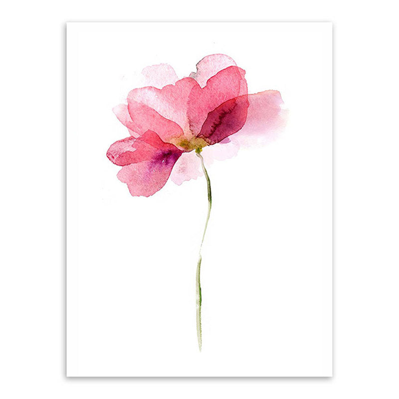 Watercolor Flower Canvas Print Farmhouse Style Textured Wall Art in Soft Color Clearhalo 'Art Gallery' 'Canvas Art' 'Country Art Gallery' 'French Country' 'Rustic' Arts' 1625363