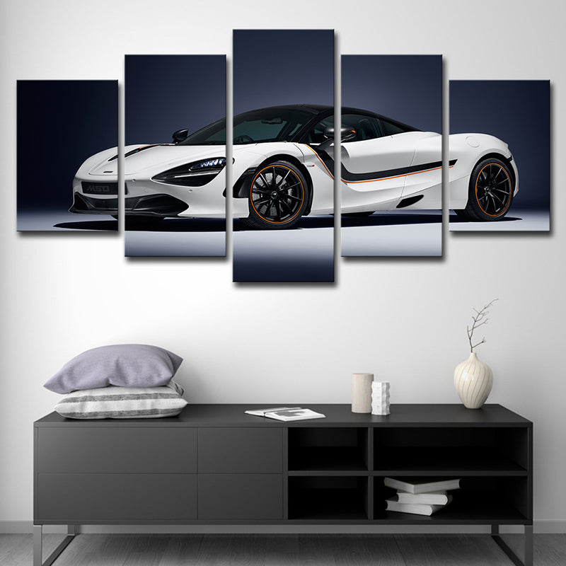 Cool McLaren Sports Car Canvas Wall Art for Boys Bedroom, White and Black, Multi-Piece Clearhalo 'Art Gallery' 'Canvas Art' 'Contemporary Art Gallery' 'Modern' Arts' 1625376