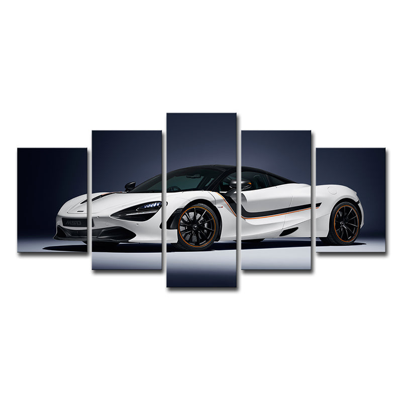 Cool McLaren Sports Car Canvas Wall Art for Boys Bedroom, White and Black, Multi-Piece Clearhalo 'Art Gallery' 'Canvas Art' 'Contemporary Art Gallery' 'Modern' Arts' 1625377