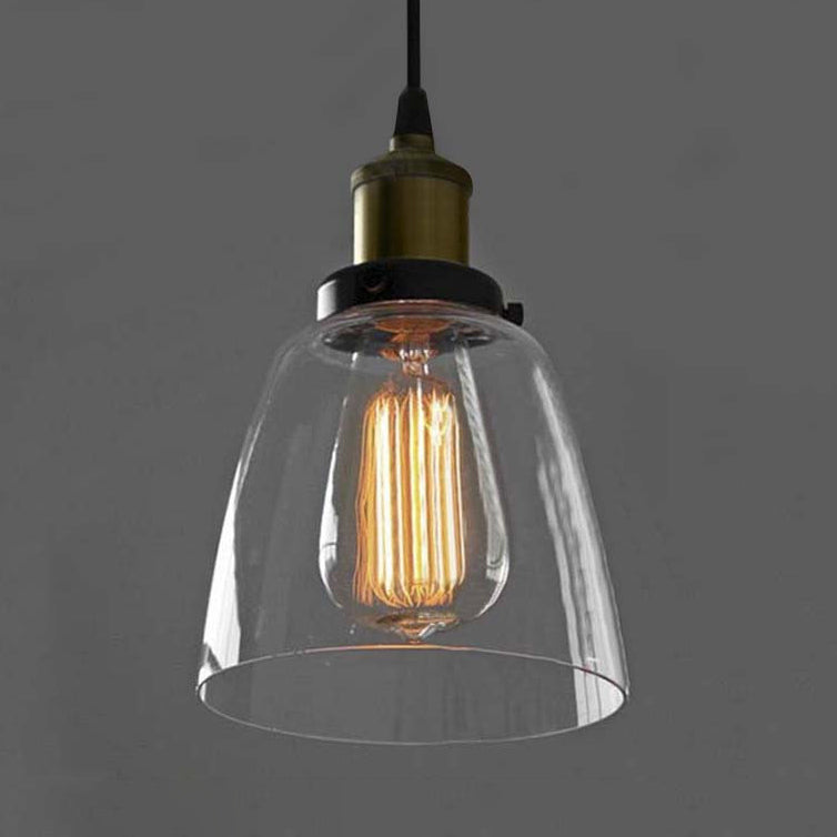 Bucket Shade Clear Glass Multi Pendant Vintage 3/4/5-Light Dining Table Hanging Light Fixture in Aged Brass, Linear Canopy Clearhalo 'Ceiling Lights' 'Glass shade' 'Glass' 'Industrial Pendants' 'Industrial' 'Middle Century Pendants' 'Pendant Lights' 'Pendants' 'Tiffany' Lighting' 16254