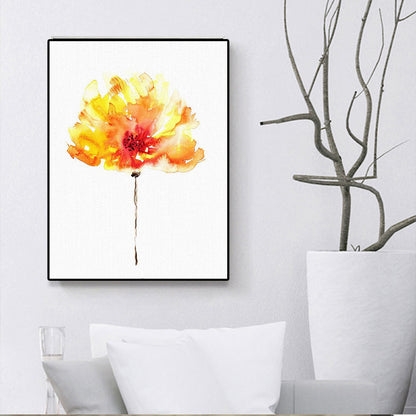 Rose Watercolor Painting Canvas for Girls Room Flower Print Wall Art in Pastel Color, Textured Yellow Clearhalo 'Art Gallery' 'Canvas Art' 'Country Art Gallery' 'French Country' 'Rustic' Arts' 1625416