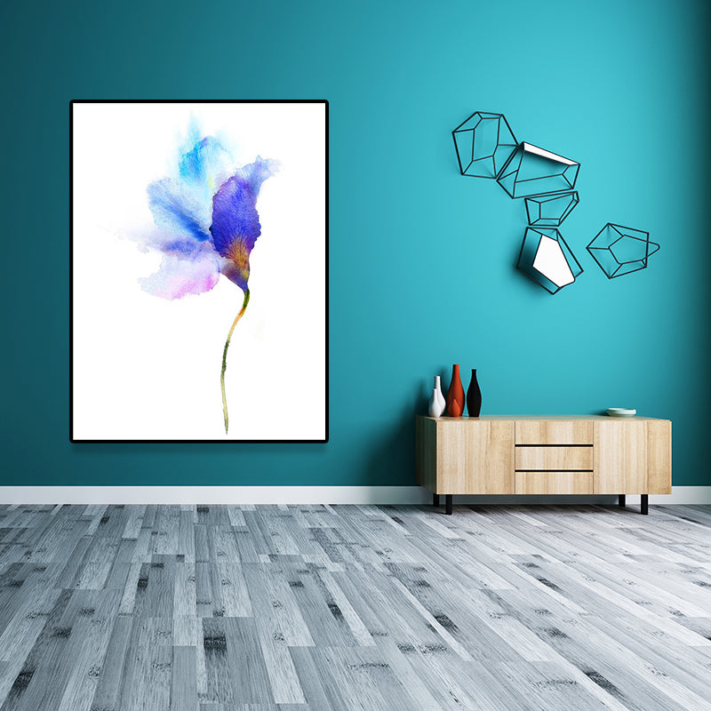 Rose Watercolor Painting Canvas for Girls Room Flower Print Wall Art in Pastel Color, Textured Purple Clearhalo 'Art Gallery' 'Canvas Art' 'Country Art Gallery' 'French Country' 'Rustic' Arts' 1625430