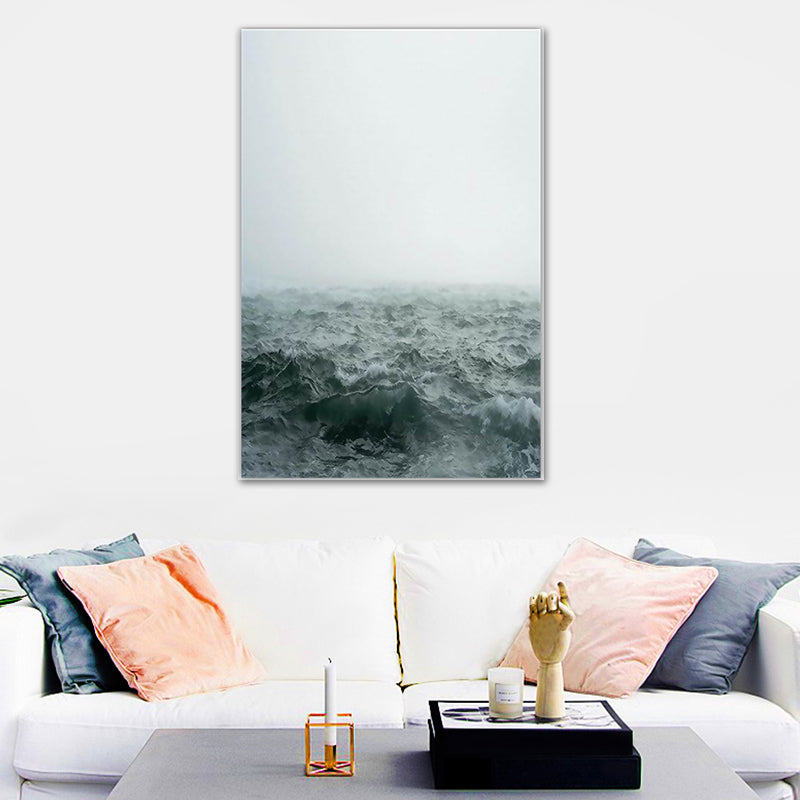 Grijs zeewater canvas print landschap nostalgisch textureerde oppervlakte muur kunst decor voor huis