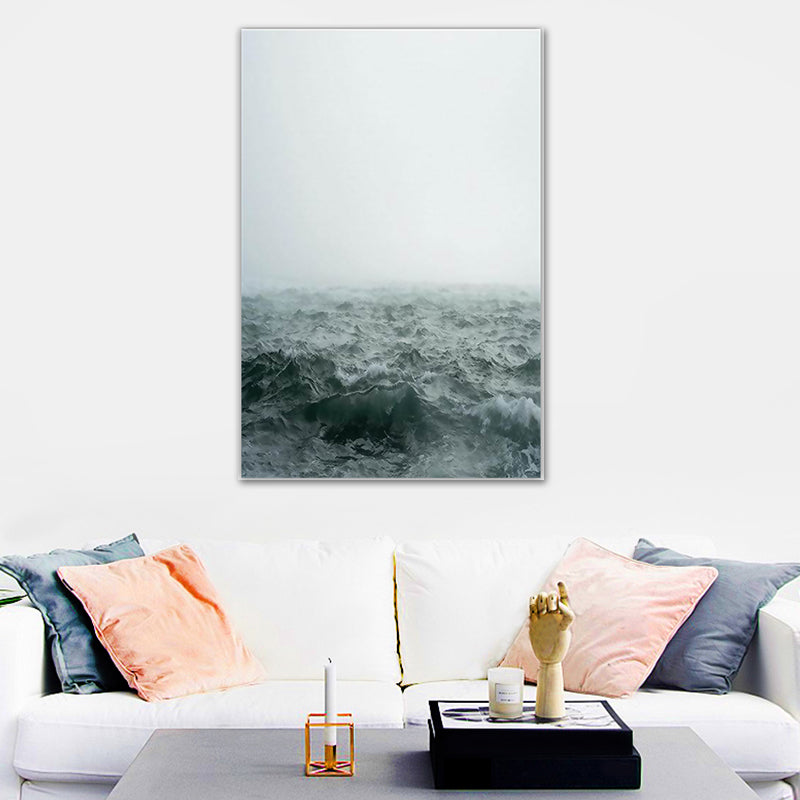 Grey Sea Water Canvas Print Scenery Nostalgic Textured Surface Wall Art Decor for Home Grey Clearhalo 'Arts' 'Canvas Art' 1625458