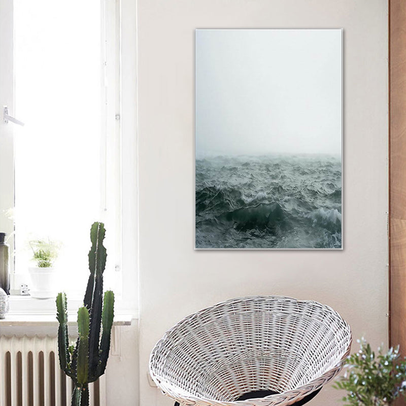 Grey Sea Water Canvas Print Scenery Nostalgic Textured Surface Wall Art Decor for Home Clearhalo 'Arts' 'Canvas Art' 1625459