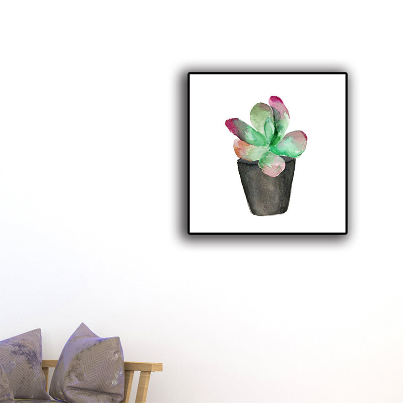 Tropix Succulent Plant Painting Canvas Textured Green Wall Art Print for Living Room Green Design 1 Clearhalo 'Art Gallery' 'Canvas Art' 'Coastal Art Gallery' 'Tropical' Arts' 1625500