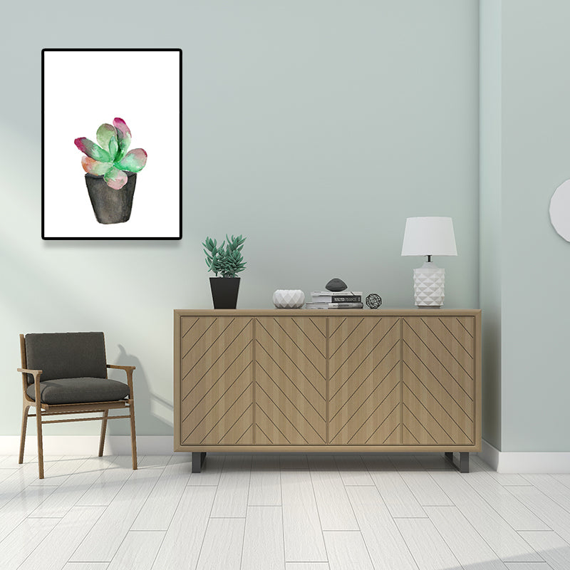 Tropix Succulent Plant Painting Canvas Textured Green Wall Art Print for Living Room Clearhalo 'Art Gallery' 'Canvas Art' 'Coastal Art Gallery' 'Tropical' Arts' 1625502
