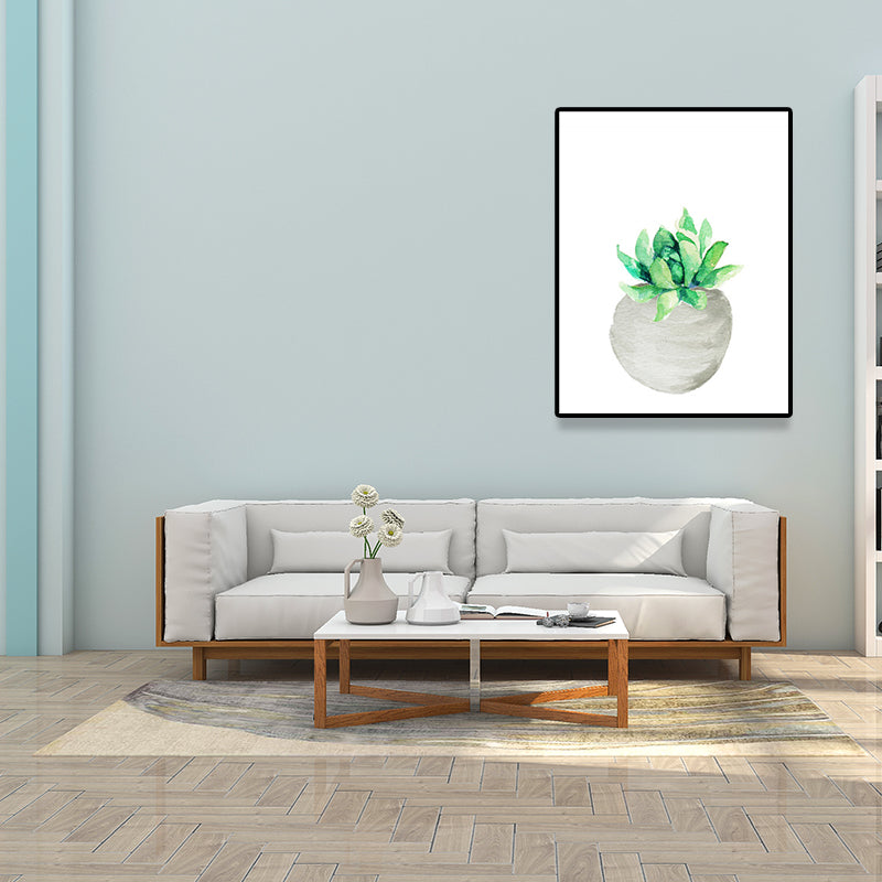 Tropix Succulent Plant Painting Canvas Textured Green Wall Art Print for Living Room Clearhalo 'Art Gallery' 'Canvas Art' 'Coastal Art Gallery' 'Tropical' Arts' 1625508
