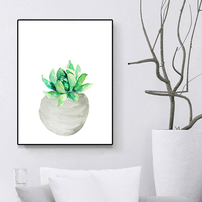 Tropix Succulent Plant Painting Canvas Textured Green Wall Art Print for Living Room Clearhalo 'Art Gallery' 'Canvas Art' 'Coastal Art Gallery' 'Tropical' Arts' 1625509