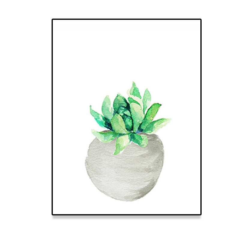 Tropix Succulent Plant Painting Canvas Textured Green Wall Art Print for Living Room Clearhalo 'Art Gallery' 'Canvas Art' 'Coastal Art Gallery' 'Tropical' Arts' 1625510