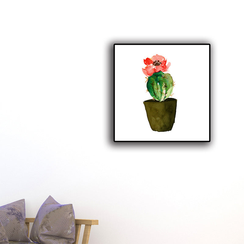 Tropix Succulent Plant Painting Canvas Textured Green Wall Art Print for Living Room Green Design 3 Clearhalo 'Art Gallery' 'Canvas Art' 'Coastal Art Gallery' 'Tropical' Arts' 1625514