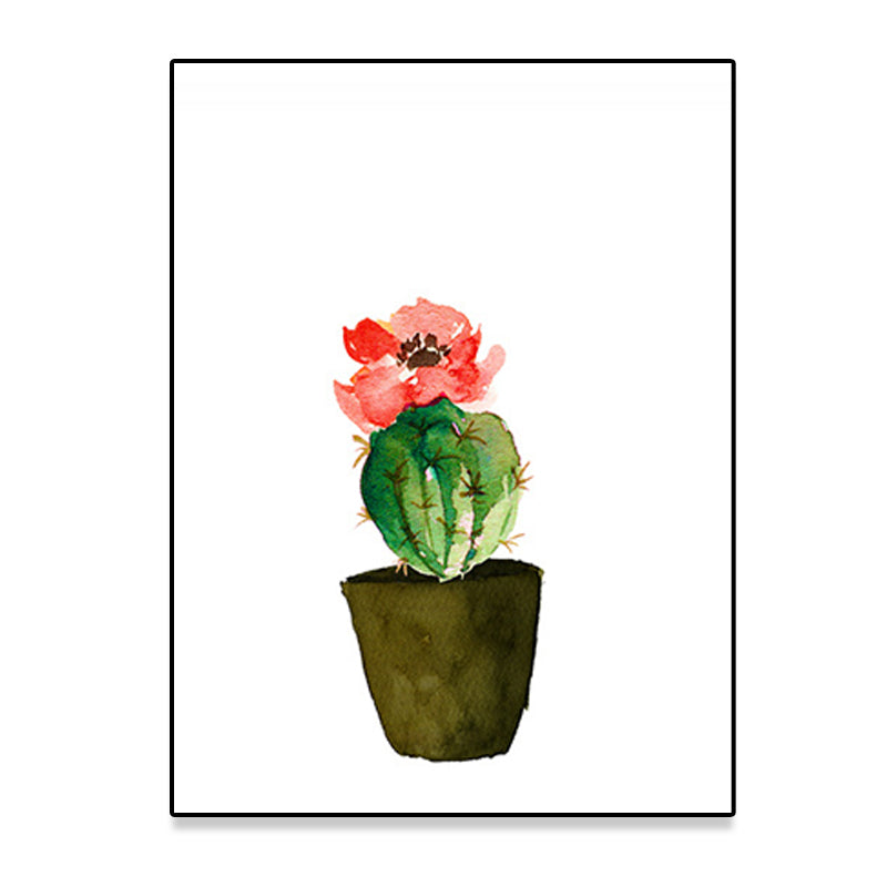 Tropix Succulent Plant Painting Canvas Textured Green Wall Art Print for Living Room Clearhalo 'Art Gallery' 'Canvas Art' 'Coastal Art Gallery' 'Tropical' Arts' 1625517