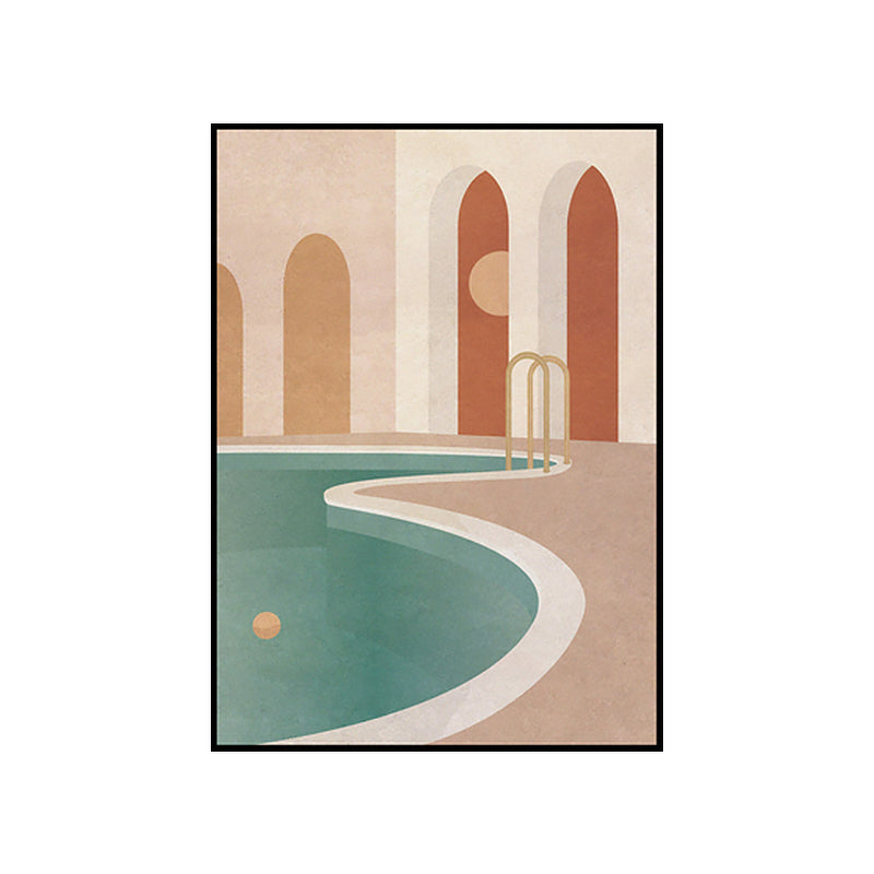 Illustration Architecture Canvas Wall Art for Living Room, Pastel Color, Textured Clearhalo 'Art Gallery' 'Canvas Art' 'Contemporary Art Gallery' 'Modern' Arts' 1625538
