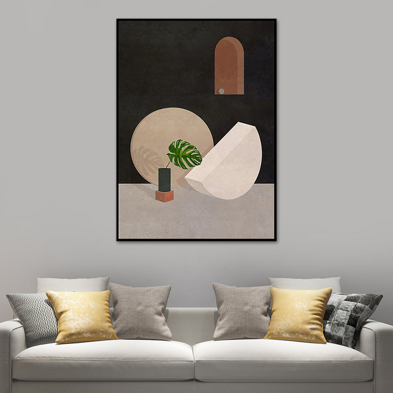 Illustration Architecture Canvas Wall Art for Living Room, Pastel Color, Textured Brown Clearhalo 'Art Gallery' 'Canvas Art' 'Contemporary Art Gallery' 'Modern' Arts' 1625542