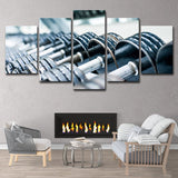 Gym Barbell Print Wall Art Contemporary Canvas Wall Decor in Blue, Multi-Piece Blue