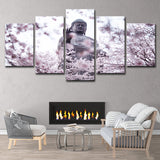 Pink Modern Wall Decor Buddhist with Cherry Blossom Canvas Wall Art for Living Room Pink
