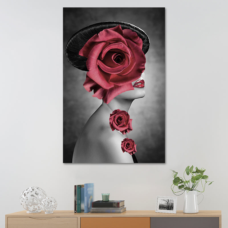 Textured Girl Print Wall Art Modern Stylish Canvas Wall Decoration for Sitting Room Clearhalo 'Arts' 'Canvas Art' 1625579