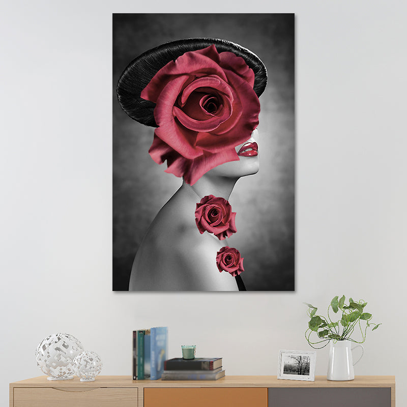 Textured Girl Print Wall Art Modern Stylish Canvas Wall Decoration for Sitting Room Clearhalo 'Arts' 'Canvas Art' 1625579