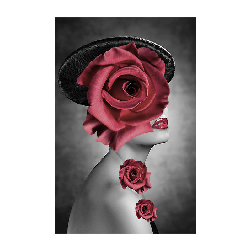 Textured Girl Print Wall Art Modern Stylish Canvas Wall Decoration for Sitting Room Clearhalo 'Arts' 'Canvas Art' 1625580