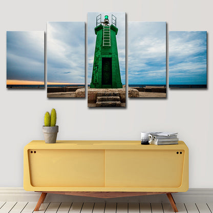 Global Inspired Lighthouse Canvas Art Green Multi-Piece Wall Decoration for Bedroom Green Clearhalo 'Arts' 'Canvas Art' 1625626