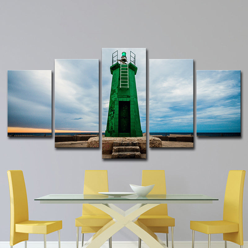Global Inspired Lighthouse Canvas Art Green Multi-Piece Wall Decoration for Bedroom Clearhalo 'Arts' 'Canvas Art' 1625627