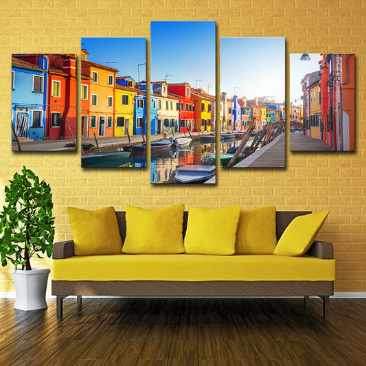 Multi-Piece Venice Canals Art Print Canvas Global Inspired Wall Decor for House Interior Yellow Clearhalo 'Art Gallery' 'Canvas Art' 'Contemporary Art Gallery' 'Modern' Arts' 1625633