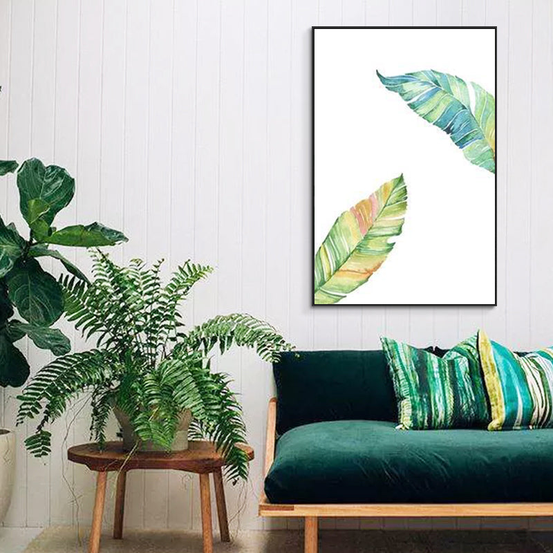Green Leaves Print Wall Art Decor Textured Surface Countryside Living Room Canvas Clearhalo 'Art Gallery' 'Canvas Art' 'Country Art Gallery' 'French Country' 'Rustic' Arts' 1625683