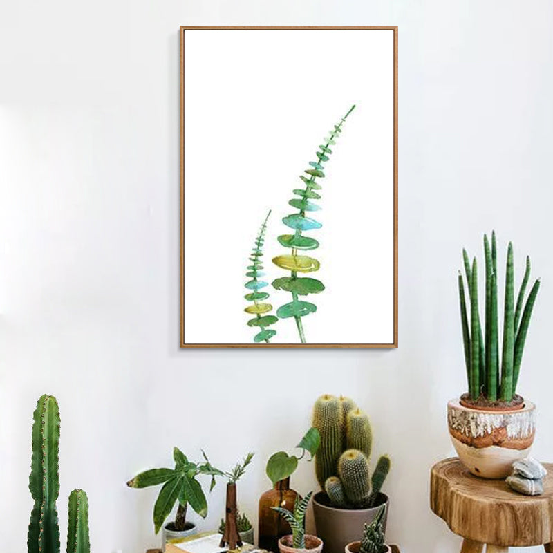 Green Leaves Print Wall Art Decor Textured Surface Countryside Living Room Canvas Clearhalo 'Art Gallery' 'Canvas Art' 'Country Art Gallery' 'French Country' 'Rustic' Arts' 1625690