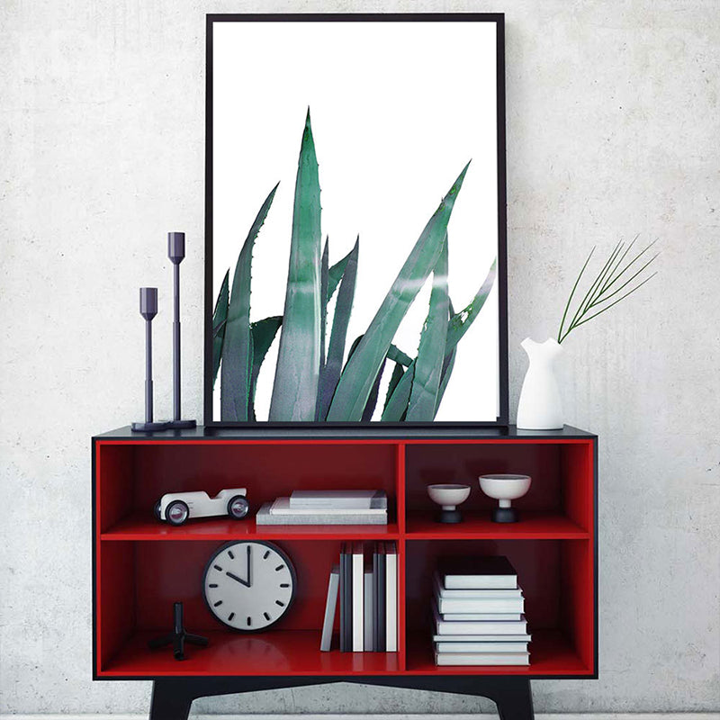Country Aloe Leaves Wall Art Green and White Textured Canvas Print for Dining Room Clearhalo 'Art Gallery' 'Canvas Art' 'Country Art Gallery' 'French Country' 'Rustic' Arts' 1625753