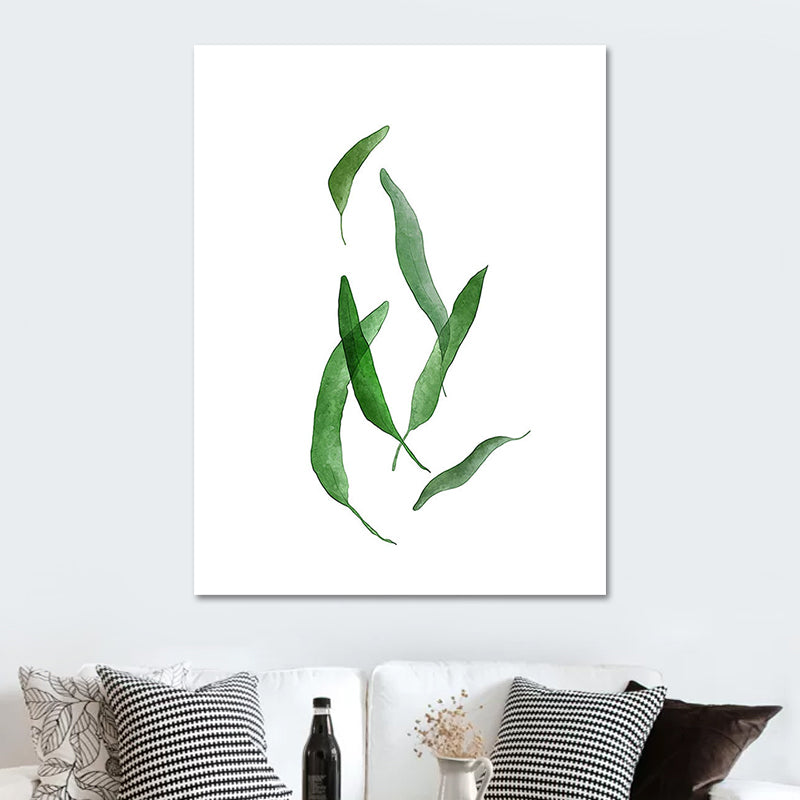Rural Botanical Leafage Art Print Green Textured Wall Decoration for Sitting Room Clearhalo 'Art Gallery' 'Canvas Art' 'Country Art Gallery' 'French Country' 'Rustic' Arts' 1625788