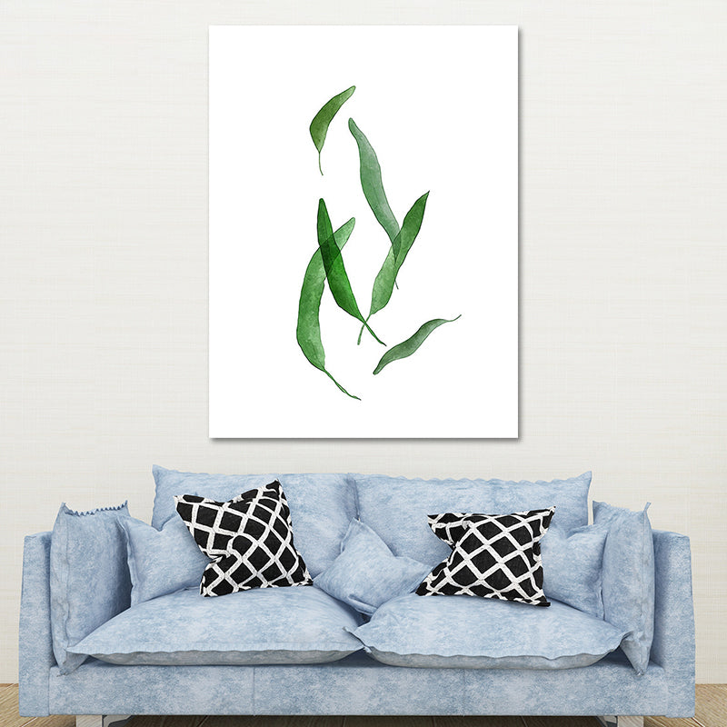 Rural Botanical Leafage Art Print Green Textured Wall Decoration for Sitting Room Clearhalo 'Art Gallery' 'Canvas Art' 'Country Art Gallery' 'French Country' 'Rustic' Arts' 1625789