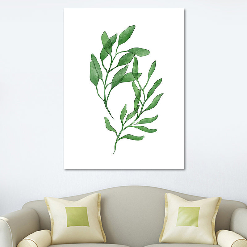 Rural Botanical Leafage Art Print Green Textured Wall Decoration for Sitting Room Green Design 2 Clearhalo 'Art Gallery' 'Canvas Art' 'Country Art Gallery' 'French Country' 'Rustic' Arts' 1625794