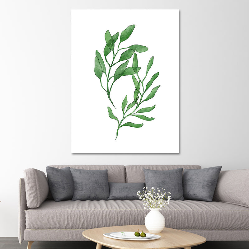 Rural Botanical Leafage Art Print Green Textured Wall Decoration for Sitting Room Clearhalo 'Art Gallery' 'Canvas Art' 'Country Art Gallery' 'French Country' 'Rustic' Arts' 1625795