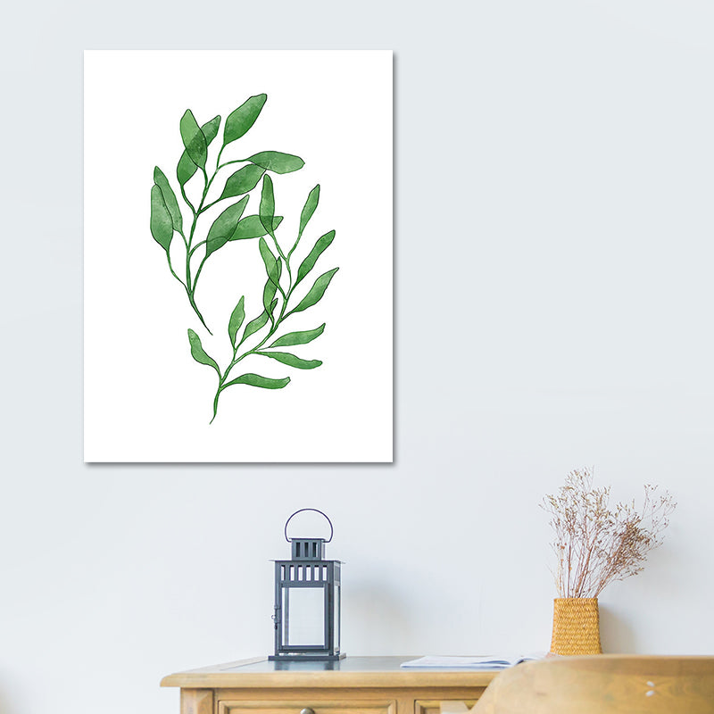 Rural Botanical Leafage Art Print Green Textured Wall Decoration for Sitting Room Clearhalo 'Art Gallery' 'Canvas Art' 'Country Art Gallery' 'French Country' 'Rustic' Arts' 1625796