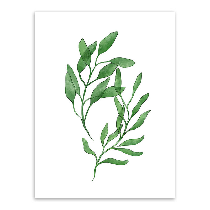 Rural Botanical Leafage Art Print Green Textured Wall Decoration for Sitting Room Clearhalo 'Art Gallery' 'Canvas Art' 'Country Art Gallery' 'French Country' 'Rustic' Arts' 1625797