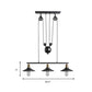Saucer Foyer Island Lighting Industrial Style Metal 3 Lights Black Hanging Ceiling Light with Pulley Clearhalo 'Ceiling Lights' 'Island Lights' Lighting' 162580