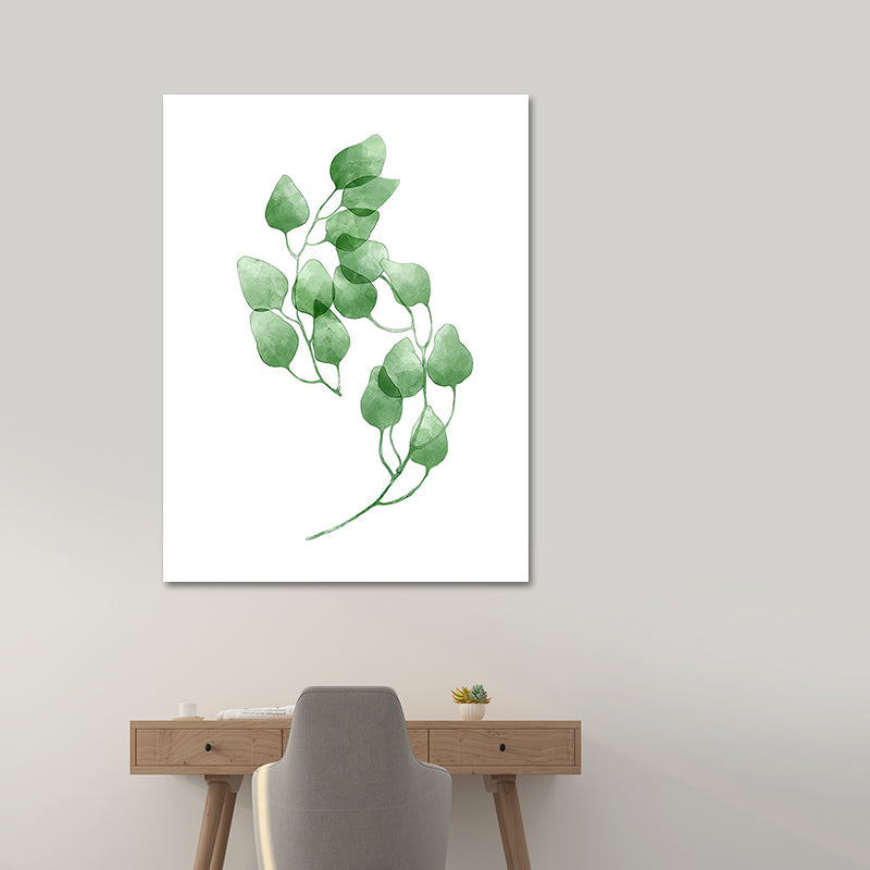 Rural Botanical Leafage Art Print Green Textured Wall Decoration for Sitting Room Clearhalo 'Art Gallery' 'Canvas Art' 'Country Art Gallery' 'French Country' 'Rustic' Arts' 1625802