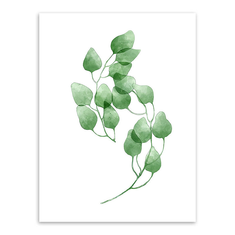 Rural Botanical Leafage Art Print Green Textured Wall Decoration for Sitting Room Clearhalo 'Art Gallery' 'Canvas Art' 'Country Art Gallery' 'French Country' 'Rustic' Arts' 1625804