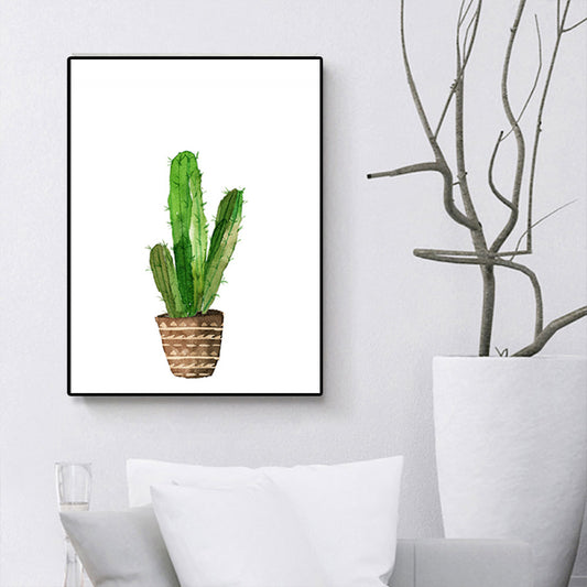 Textured Pot Plant Art Print Canvas Farmhouse Wall Decor for House Interior, Green Clearhalo 'Art Gallery' 'Canvas Art' 'Country Art Gallery' 'French Country' 'Rustic' Arts' 1625809