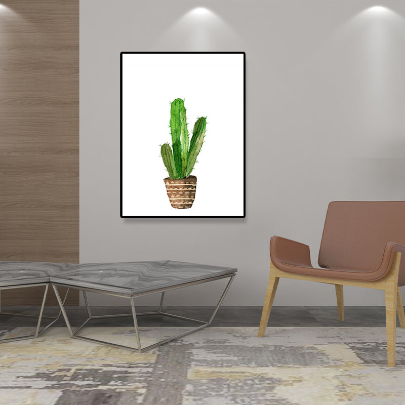 Textured Pot Plant Art Print Canvas Farmhouse Wall Decor for House Interior, Green Clearhalo 'Art Gallery' 'Canvas Art' 'Country Art Gallery' 'French Country' 'Rustic' Arts' 1625810