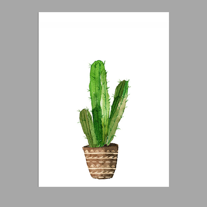 Textured Pot Plant Art Print Canvas Farmhouse Wall Decor for House Interior, Green Clearhalo 'Art Gallery' 'Canvas Art' 'Country Art Gallery' 'French Country' 'Rustic' Arts' 1625811